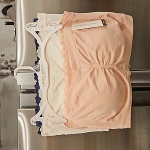 💕LAURA ASHLEY💕 Padded Bandeau Bras (3 Pack) Pink White Navy Blue Large L NWT